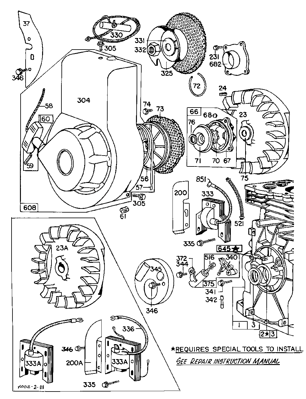 Blower Hsg,flywheels,rewinds Diagram and Parts List for 100212-0403-XX  Briggs and Stratton Engine